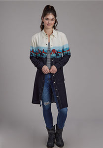 Western Border Printed Rayon Dress