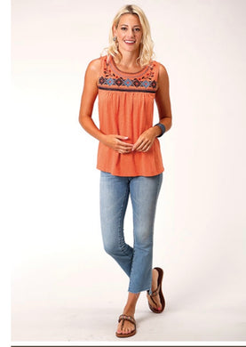 Roper Orange Tank w/ emb