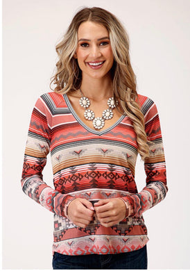 Sweater knit vneck Coral