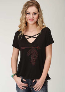 Womens Roper Black Tee w/ Arrow