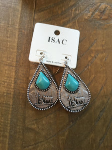 Silver Teardrop praying cowboy earring