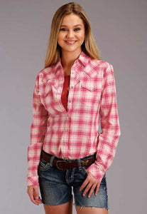 Womens Roper Pink Plaid Western Shirt