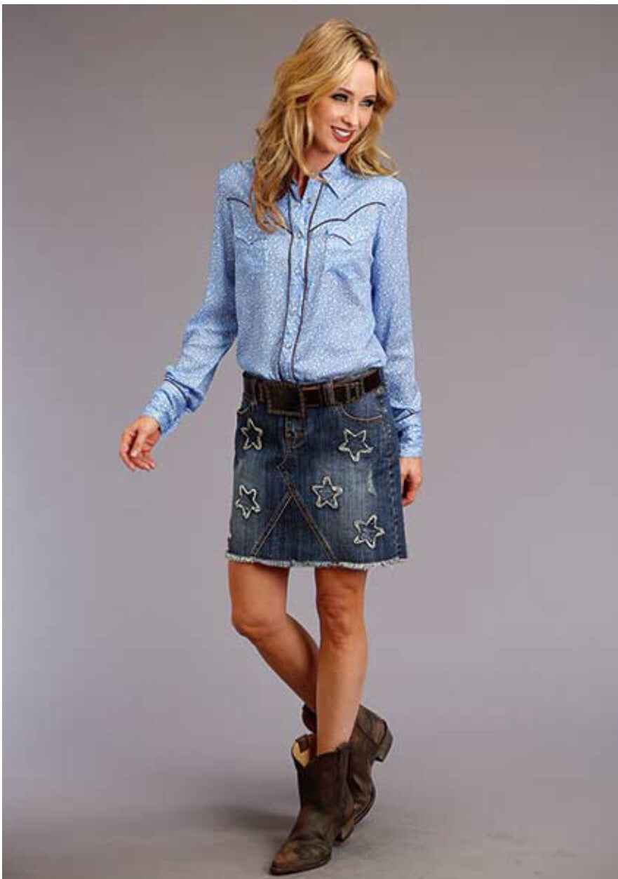 Women's Stetson Denim Skirt w/ stars