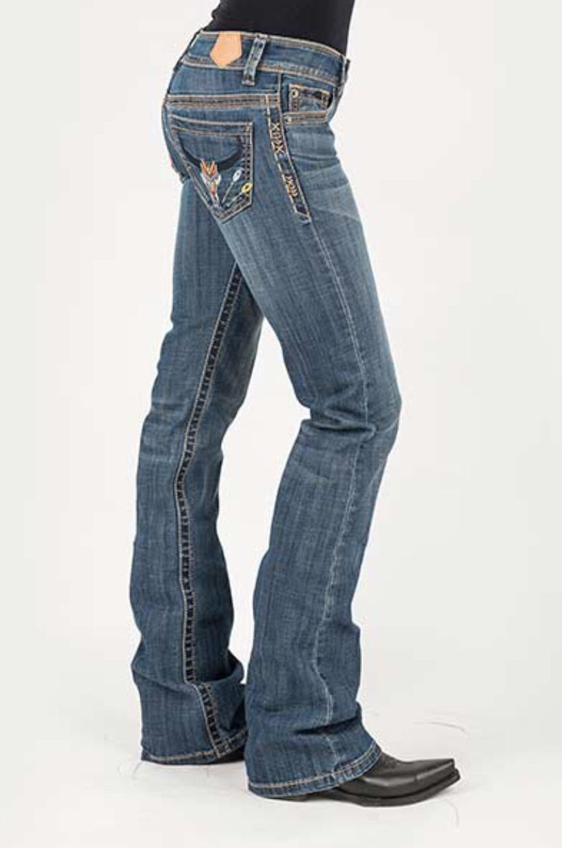 Womens Tin Haul Jeans Aztec Steer Head