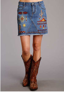 Stetson Womens Denim Skirt w/ embroi