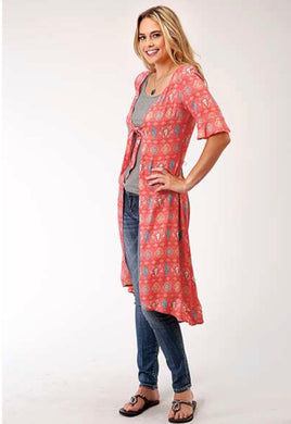 Roper Rayon Cardigan cactus print