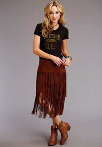 Women's Stetson Lamb Suede Fringed Long Skirt