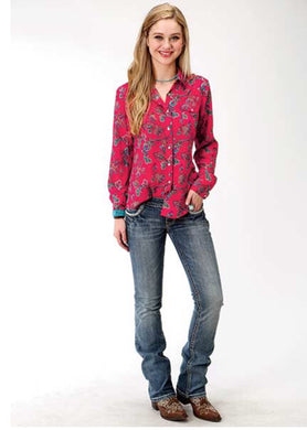 Women's Roper Red Paisley western shirt
