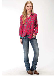 Women's Roper Red Paisley western shirt