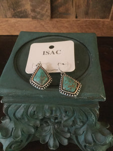 Diamond Shape Silver/TQ Earring
