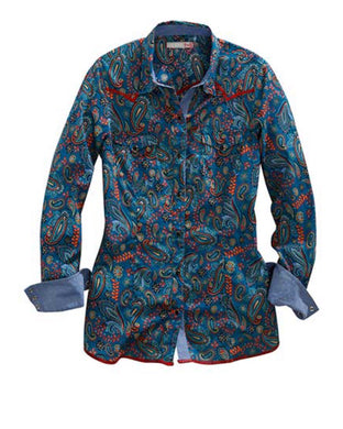 Womens Tin haul Paisley Cactus Flower Western Shirt