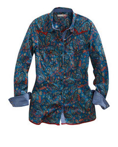 Womens Tin haul Paisley Cactus Flower Western Shirt