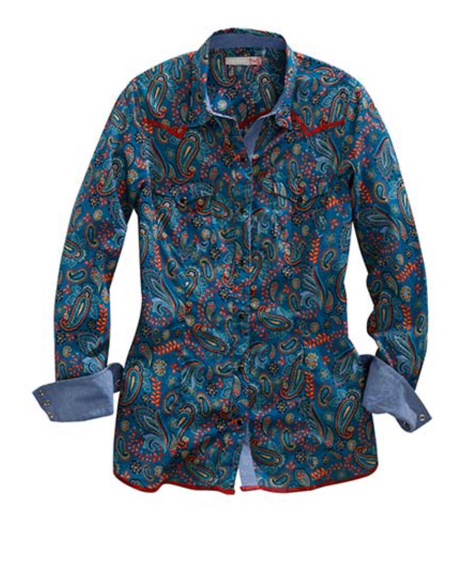 Womens Tin haul Paisley Cactus Flower Western Shirt